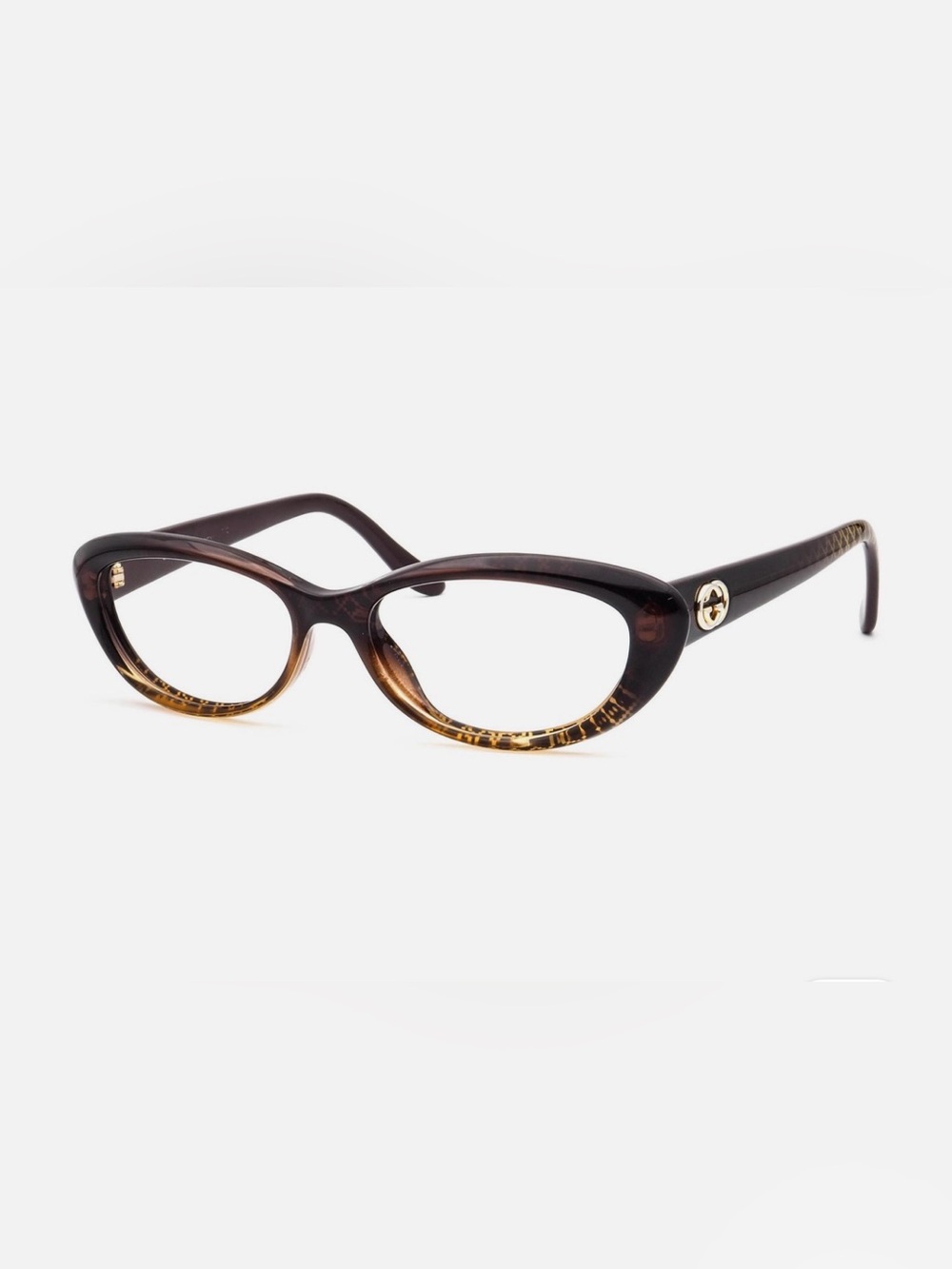Gucci Dark Brown to Honey Tortoiseshell Cat-Eye Glasses